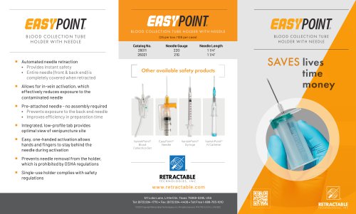 EasyPoint &trade; Blood Collection Tube Holder with Needle