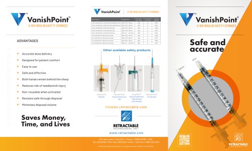 VanishPoint&reg; U-100 insulin safety syringes