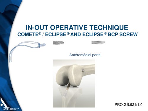 COMETE® / ECLIPSE ® AND ECLIPSE ® BCP SCREW