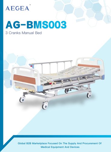 AG-BMS003 Three Functions Manual Hospital Bed With 6-rank Al-alloy Handrails