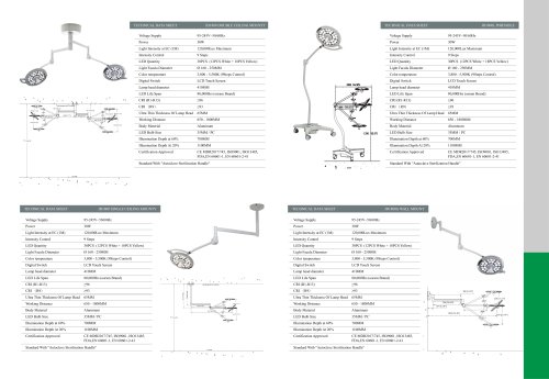 Specification of Surgical light Examination Lamp JD1800