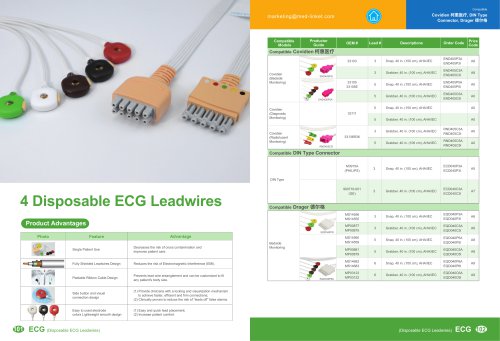  Disposable EcG Leadwires M1673A, EE026S6A, 33103
