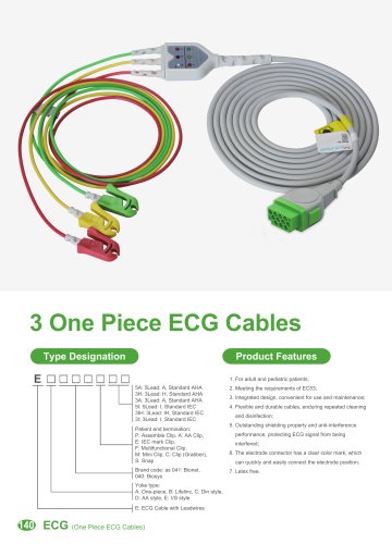 One Piece ECG Cables EA400C5A,VA07 series,EA002S3A