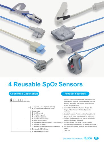 Reusable SpO2 Sensors 503210262,603190266,2053,60318 series