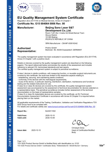 EU Medical CE MDR Certificate