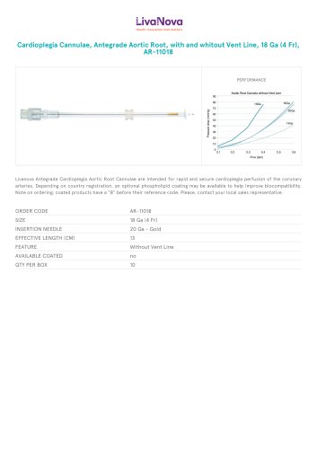 Cardioplegia Cannulae, Antegrade Aortic Root, with and whitout Vent Line, 18 Ga (4 Fr), AR-11018