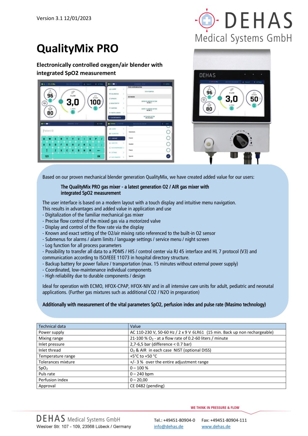 QualityMix PRO - DEHAS Medical Systems