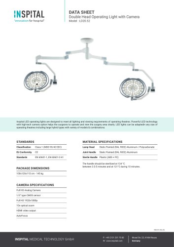 Double Head Operating Light with Camera Model : LD20.52