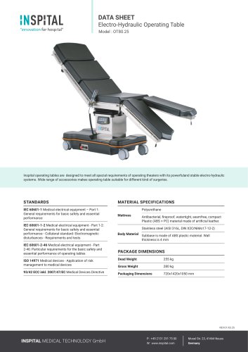 Electro-Hydraulic Operating Table Model : OT80.25