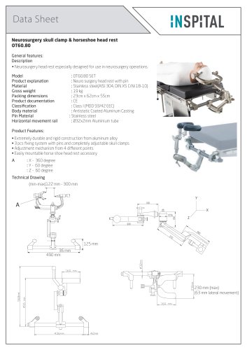 Neurosurgery skull clamp & horseshoe head rest OT60.80