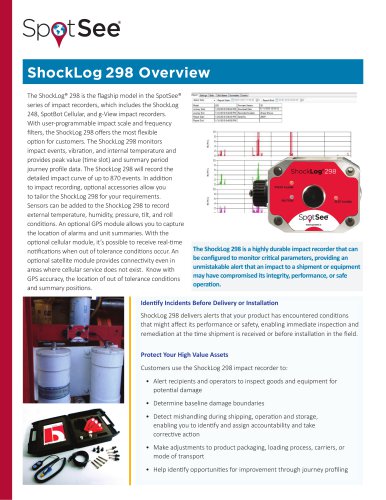 ShockLog 298 impact data logger for medical device supply chain