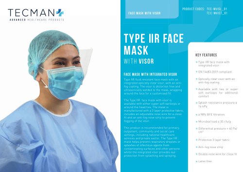 Type IIR face mask with visor