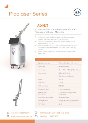 532nm 755nm 1064nm(585nm 650nm) Picosecond Laser Machine-K680