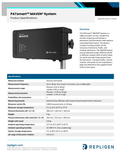 PATsmart MAVEN AT-line Monitoring System Specification Sheet