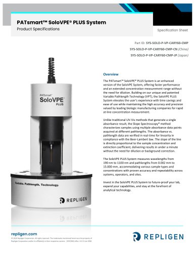 PATsmart™ SoloVPE® PLUS At-line System Specification Sheet