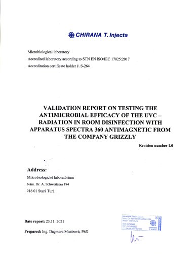 Validation report on testing the antimicrobial efficacy of the UVC