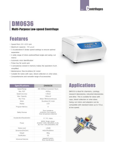 DM0506 Low Speed 15ml*6 Centrifuge - Beijing HiYi Technology Co., Ltd - PDF  Catalogs | Technical Documentation