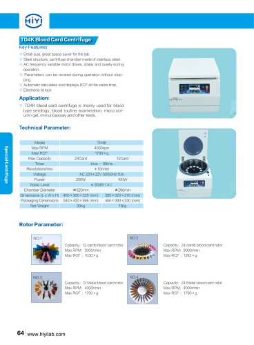 TD4K Blood Card Centrifuge