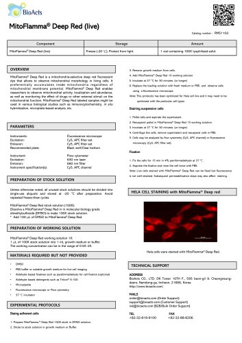 MitoFlamma&reg; Deep Red (live) technical information