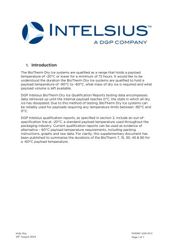 BioTherm Dry Ice Range to -60&deg;C Statement