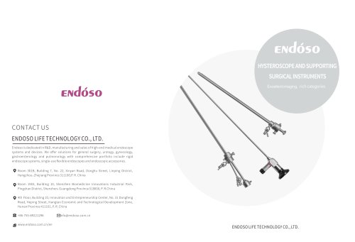 Endoso Hysteroscope and supporting surgical instruments 4KC