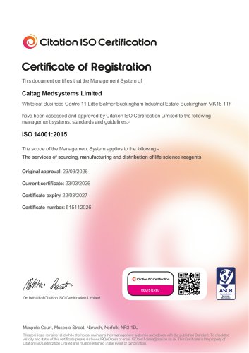 ISO 14001:2015 Certificate