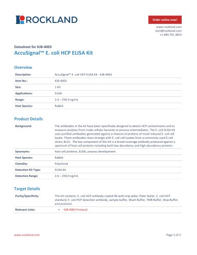 AccuSignal&trade; E. coli HCP ELISA Kit