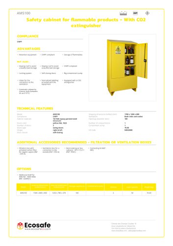 Safety cabinet for flammable products - With CO2 extinguisher