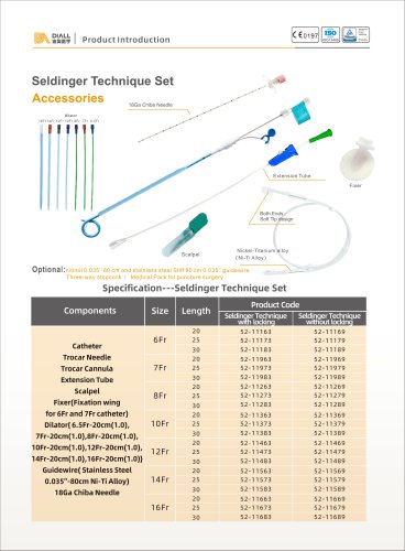 Seldinger Technique Drainage PCN Seldinger Tech Kit 52-11283 8Fr-30cm,14Fr-30cm,16Fr-30cm 