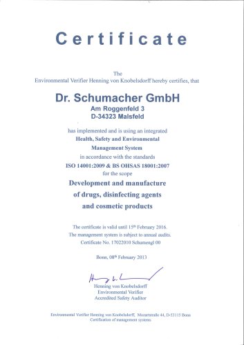 Certificat ISO 14001 / BS 18001