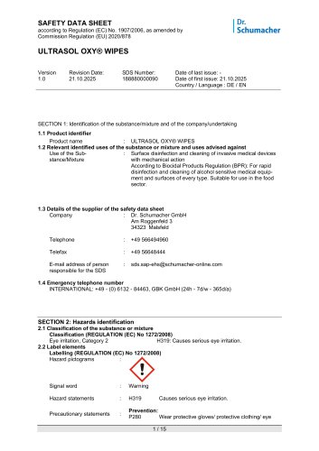 SAFETY DATA SHEET OXY WIPES