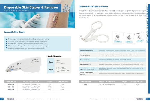 Disposable Surgical Skin Stapler, Medical Staple Remover