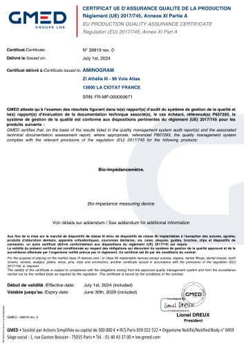 EU PRODUCTION QUALITY ASSURANCE CERTIFICATE