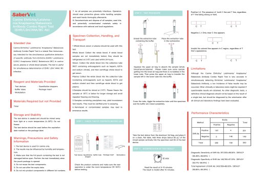 Rapid leishmaniasis test SaberVet EHR/LSH/ANA/BC Ab