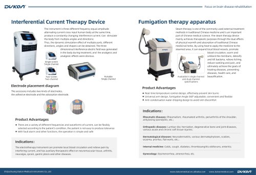 Interferential electrical stimulation electro-stimulator DK-IFC-01 Fumigation steam generator DK-FTA-01D