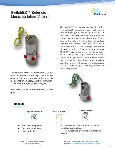 SwitchEZ&trade; Solenoid Media Isolation Valves