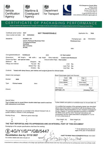 1L Bio-bin&reg; UN Certificate