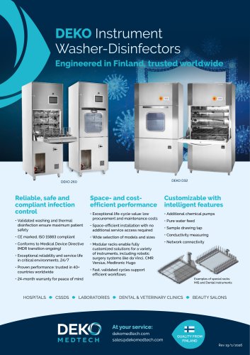 DEKO Instrument washer-disinfector benefits
