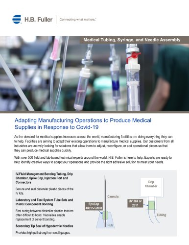 Adhesives for Medical Tubing Syringe and Needle Assembly