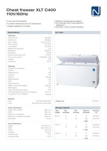 Chest freezer XLT C400 110V/60Hz