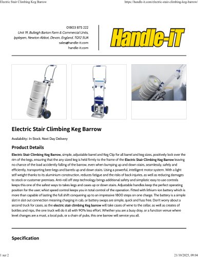 Electric Stair Climbing Keg Barrow