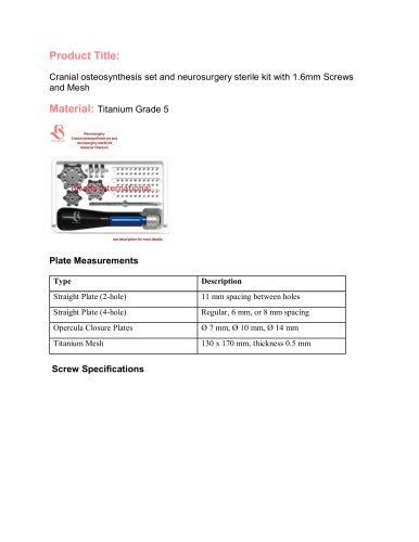 Non-absorbable cranial fixation system BI-001588