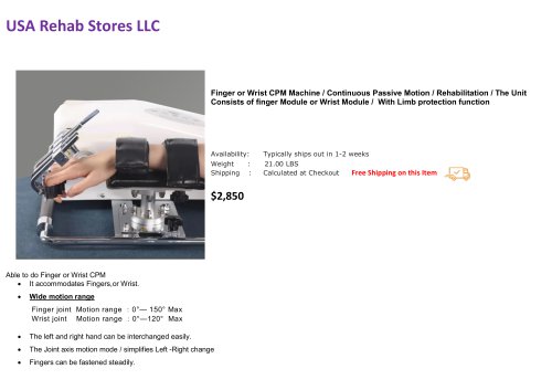 Hand CPM (Finger or Wrist) 