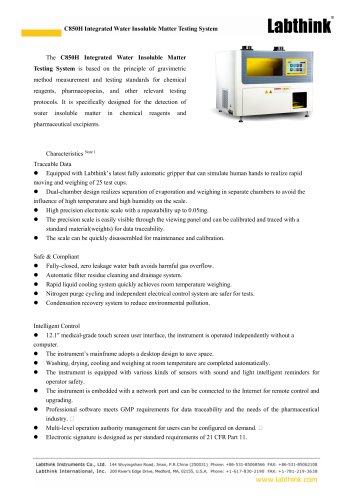 C850H Integrated Water Insoluble Matter Testing System for pharmaceutical, food, chemical industry