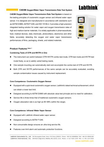 Labthink C403M Oxygen/Water Vapor Transmission Rate Test System - Combining Tests of OTR and WVTR in One