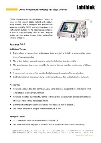 Labthink C690M CCIT Nondestructive Package Leak Tester - Vacuum Decay / Pressure Decay for Pharmaceutical Packaging