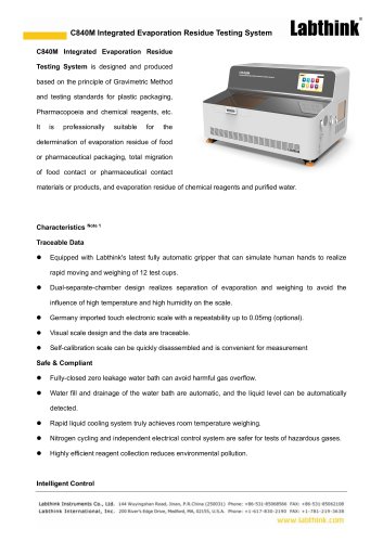 Labthink C840M Integrated Evaporation Residue / Loss on Drying / Non-volatile Residue / Overall Migration Testing System