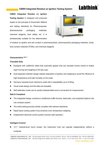 Labthink C860H Integrated Residue on Ignition / Sulfated Ash Testing System