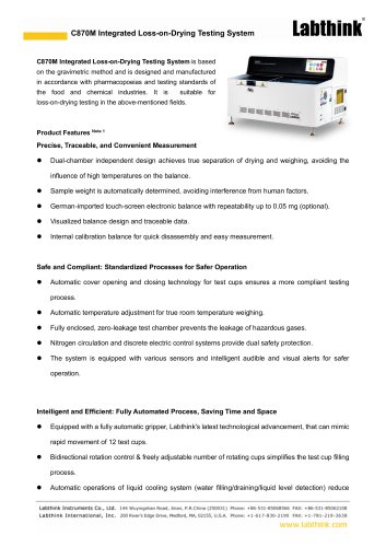 Labthink C870M Integrated Loss on Drying gravimetric analysis for pharmaceutical, chemical, and laboratory