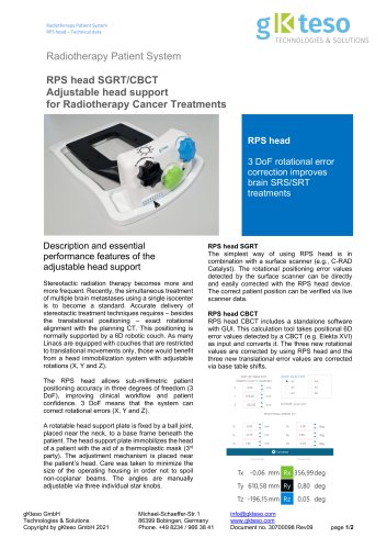 RPS head SGRT/CBCT Adjustable head support   for Radiotherapy Cancer Treatments 